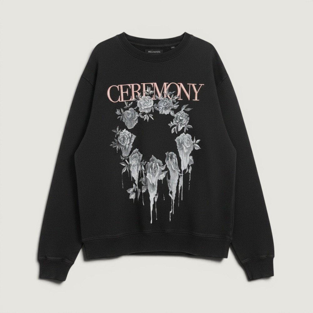 All Saints Vincente Ceremony Floral Crewneck Sweatshirt Black M